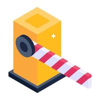 A handcrafted isometric icon of traffic barrier vector