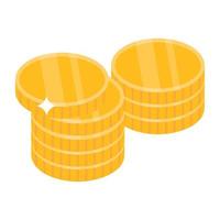 Modern isometric icon of gold coin vector