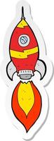 sticker of a cartoon spaceship vector