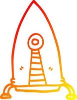 warm gradient line drawing cartoon space rocket vector