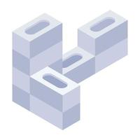 Creatively designed isometric icon of concrete blocks vector