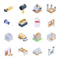 Trendy Set of Under Construction Isometric Icons vector