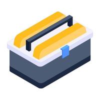 A scalable isometric icon of toolbox vector