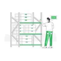 A flat illustration of warehouse shelves vector