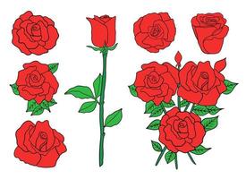 Ilustración de diseño de vector de rosas aislado sobre fondo blanco