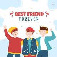 Happy Friendship Day Social Media Template Flat Cartoon Background Vector Illustration