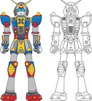 Standing Strong Hero Robot For Coloring vector