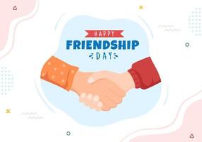 Happy Friendship Day Cute Cartoon Illustration with Young Boys and Girls of Hugging Together or Putting Their Hands in Flat Style vector