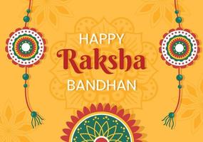 Happy Raksha Bandhan Cartoon Illustration with Sister Tying Rakhi on Her Brothers Wrist to Signify Bond of Love in Indian Festival Celebration vector