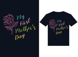 ilustración de vector de tipografía de diseño de camiseta del primer día de la madre