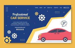 Car Service Landing Page Template Social Media Flat Cartoon Background Vector Illustration