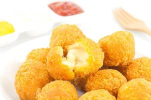 Fried cheese ball with potato and mustard  sauce photo