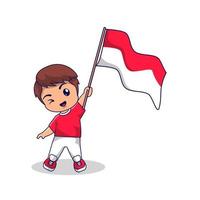 Cute Indonesia Independence day mascot 17 august vector