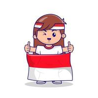 Cute Indonesia Independence day mascot 17 august vector