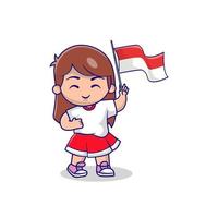 Cute Indonesia Independence day mascot 17 august vector