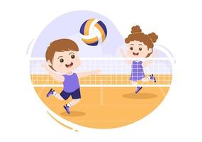 Volleyball Player on the Attack for Sport Competition Series Indoor in Flat Cute Kids Cartoon Illustration vector