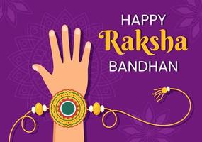 Happy Raksha Bandhan Cartoon Illustration with Sister Tying Rakhi on Her Brothers Wrist to Signify Bond of Love in Indian Festival Celebration vector