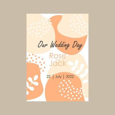 Wedding floral card. Vector invitation. Save the Date cover