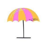 Hand drawn beach umbrella icon in white. Summer vector illustration