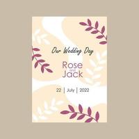 Wedding floral card. Vector invitation. Save the Date cover