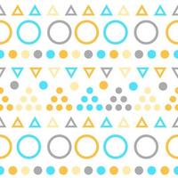 Geometric seamless pattern with colorful figures. Triangles, sircles on white vector