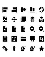 conjunto de iconos de diseñador gráfico 30 aislado sobre fondo blanco vector