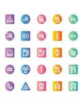 Signals and Prohitions  Icon Set 30 isolated on white background vector