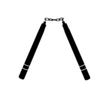 Nunchaku Icon, Martial arts Weapon Silhouette Illustration. vector