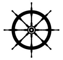 Old wooden Ship Wheel Silhouette, Vessel steering wheel helm Illustration. vector