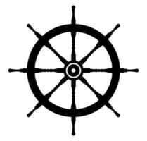 Old wooden Ship Wheel Silhouette, Vessel steering wheel helm Illustration. vector