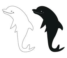 Dolphins Animal Silhouette, aquatic mammal Illustration. vector