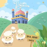 Eid al-Adha celebration vector Islamic cartoon background