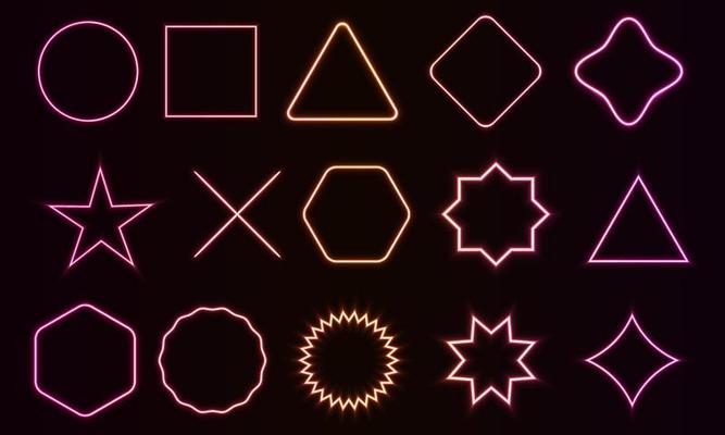 Set of neon light frames