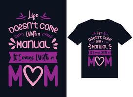 la vida no viene con un manual, viene con un diseño de camiseta de mamá vector