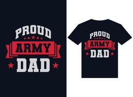 orgulloso ejército papá camiseta diseño tipografía vector ilustración archivos para imprimir