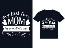 mi primer amor mamá feliz día de la madre diseño de camiseta vector de tipografía