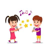 two children showed their singing talent vector