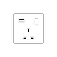 Power plug Socket Outlet type g with Usb with Switch vector