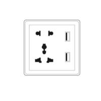 86 Type 2 Way Multi Wall Switch Socket with 2 USB Port Socket vector