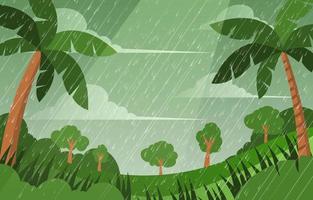 Weather Raining in Forest Background vector