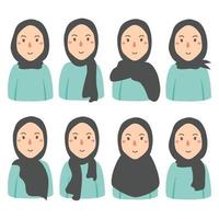 A set of abstract portraits of international women in hijab vector