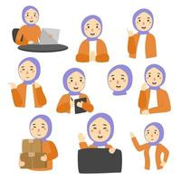 hand drawn hijab activity illustration vector