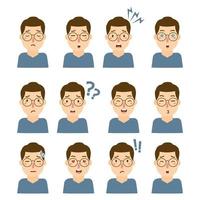 Male facial expressions set vector