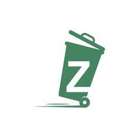 Letter Z in the trash bin icon illustration template vector