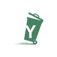 Letter Y in the trash bin icon illustration template vector