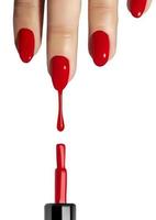 Illustration red nail drop on white background . red nail polish . vector