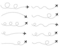 Set of Dashed Line Airplane Route vector