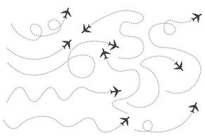 Set of Dashed Line Airplane Route vector