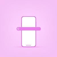 Smartphone Interface with Search Bar Button, 3D Illustration vector