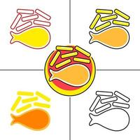 pescado y patatas fritas en estilo de diseño plano vector